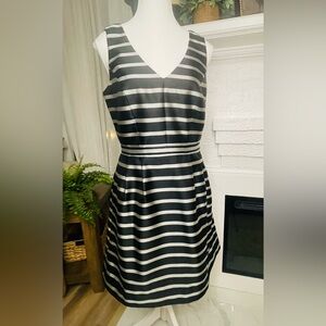 J.Crew Metallic Black and Silver Fit & Flare Dress with Pockets
